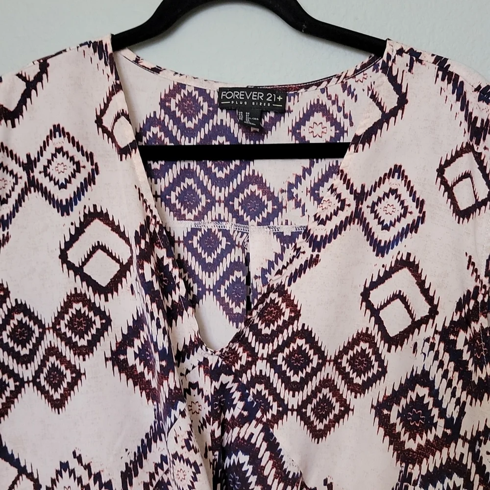 Forever 21 3X Southwest Neutral Earthy Brown Boho Sleeveless Blouse